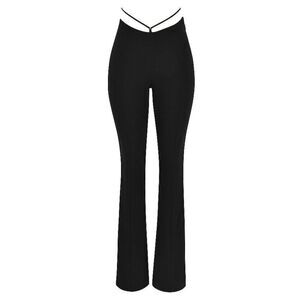 House Of CB Women's Black Layla V Front Trousers Pants Size Small NWOT